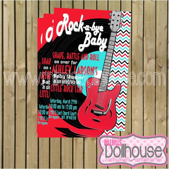 Rock and Roll Baby Shower Invitations Rock and Roll Invitation Rocker Baby Shower by Mimisdollhouse
