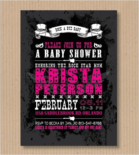 Rock N Roll Baby Shower Invitations Rock N Roll Baby Shower Invitation I Customize by