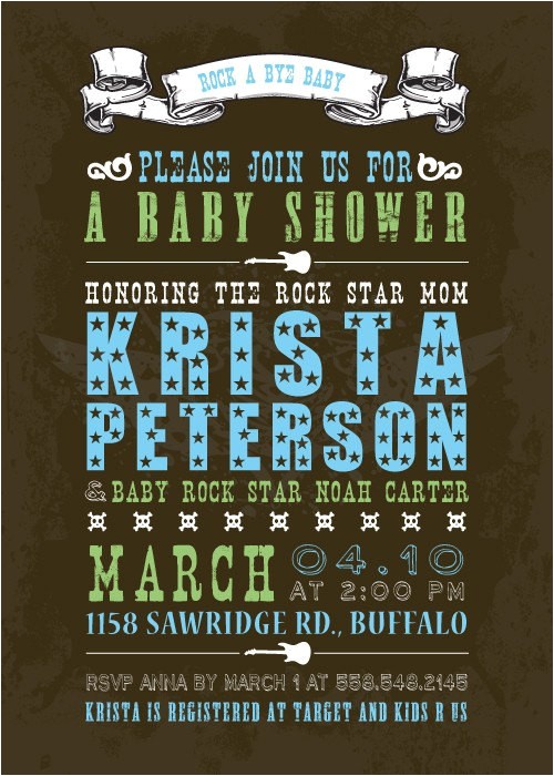 Rock N Roll Baby Shower Invitations Rock N Roll Baby Shower Invitation Printable File