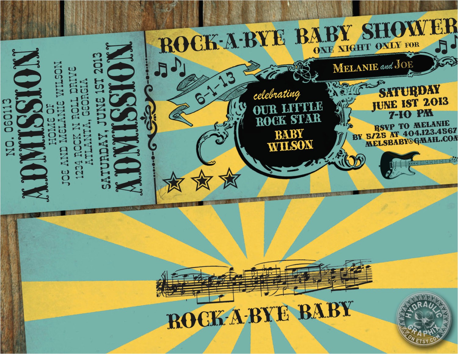 Rock N Roll Baby Shower Invitations Rock N Roll Baby Shower Ticket Invitation by Hydraulicgraphix