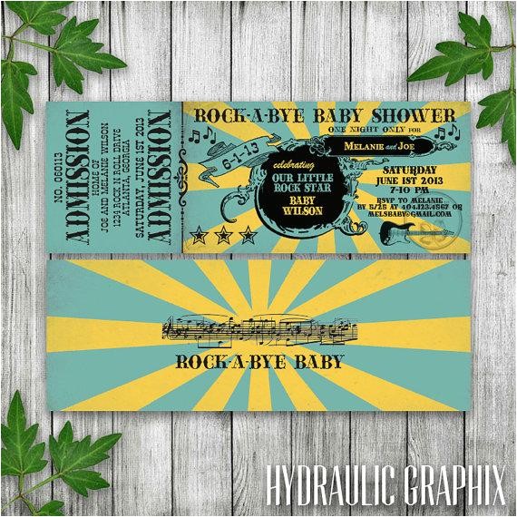 Rock N Roll Baby Shower Invitations Rock N Roll Baby Shower Ticket Invitation Printable