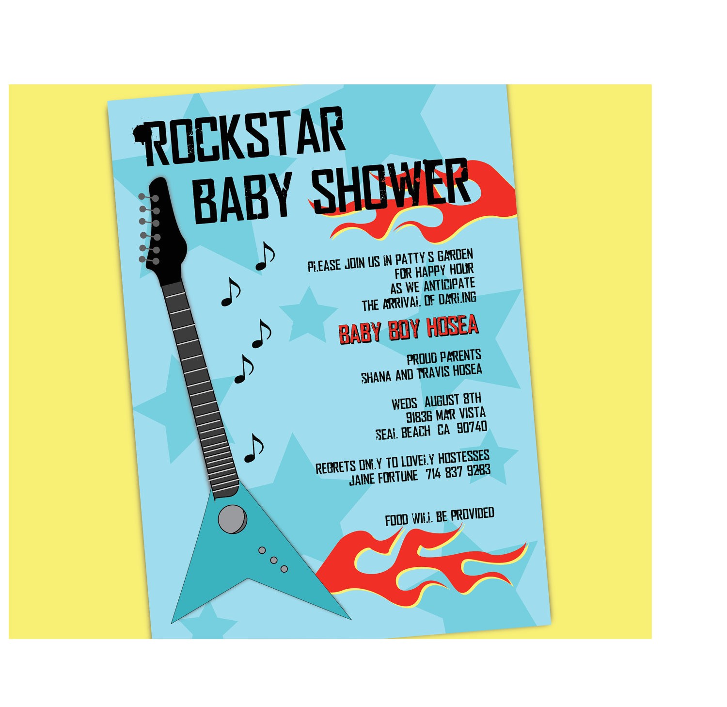 Rock Star Baby Shower Invitations Items Similar to Rock Star Baby Shower Invitation On Etsy