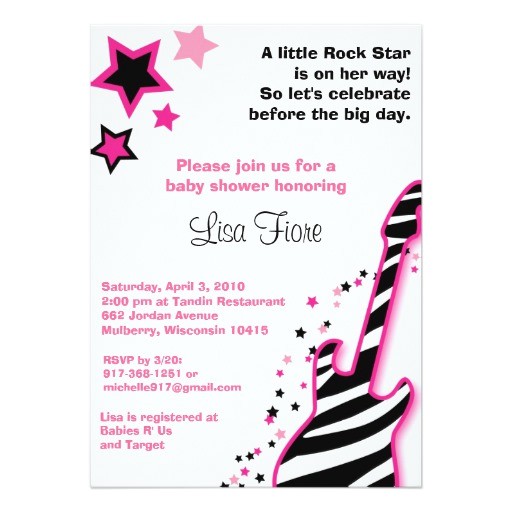 Rock Star Baby Shower Invitations Rock Star Girl Guitar Baby Shower Invitations