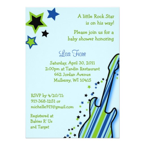 Rock Star Baby Shower Invitations Rock Star Guitar Boy Baby Shower Invitations