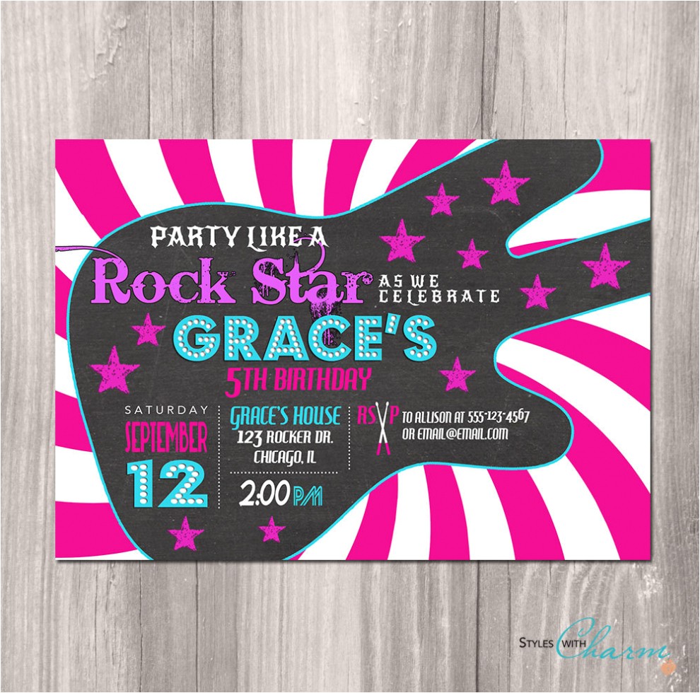 Rock Star Birthday Invitation Templates Birthday Rockstar Invitation Custom Invitation Template