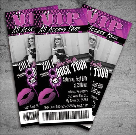 Rock Star Birthday Invitation Templates Girl Rock Star Birthday Party Concert Ticket Invitation On