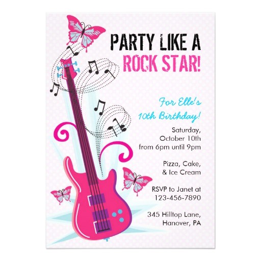 Rock Star Birthday Invitation Templates Rock Star Guitar Hero Birthday Party Invitations 5 Quot X 7