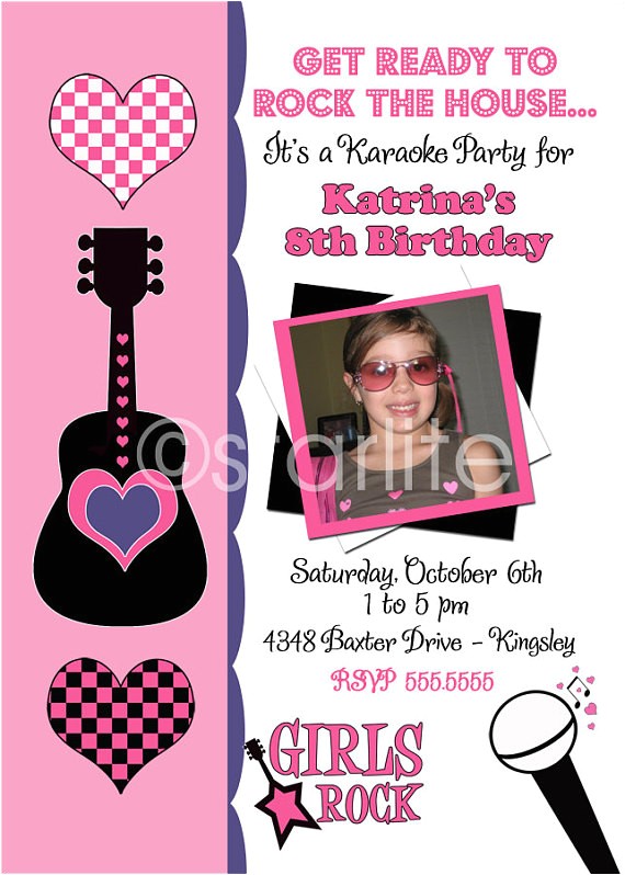 Rock Star Birthday Party Invitation Wording Items Similar to Karaoke Pop Rock Star Birthday Party