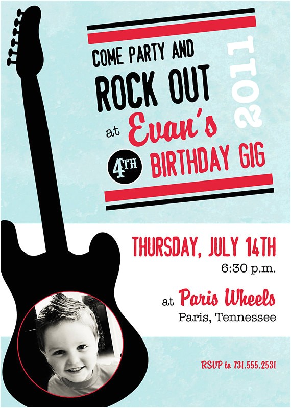 Rock Star Birthday Party Invitation Wording Rock Out Like A Rock Star Birthday Boy Invitation Printable