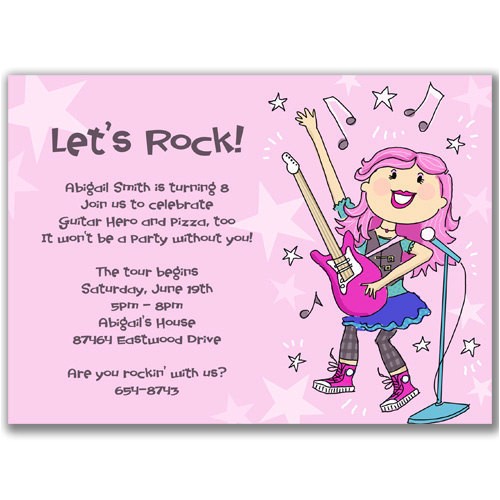 Rock Star Birthday Party Invitation Wording Rock Star Girl Invitations for A Kids Birthday Party by Milelj