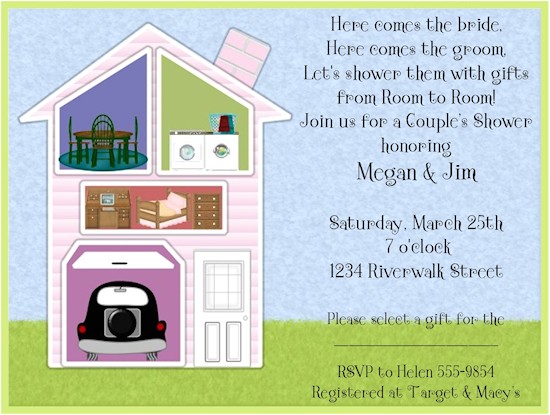 Room to Room Bridal Shower Invitations Around the House Bridal Shower Invitations