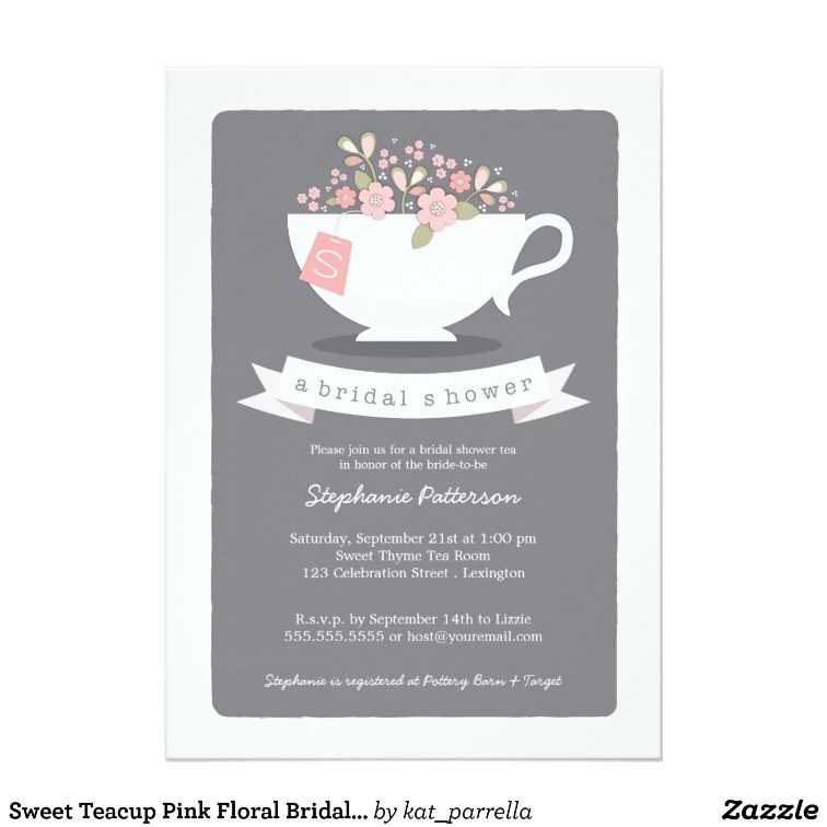 Room to Room Bridal Shower Invitations Sweet Teacup Pink Floral Bridal Shower Invitation