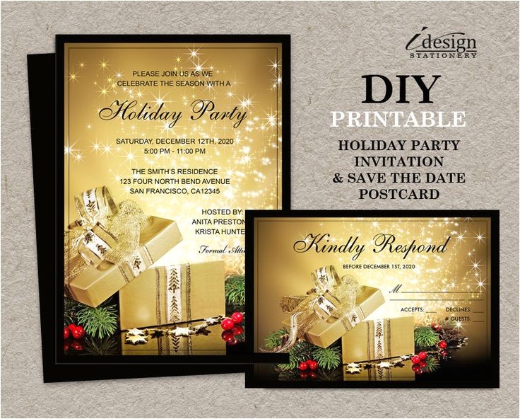 Rsvp Christmas Party Invitation Christmas Holiday Party Invitation with Rsvp Card