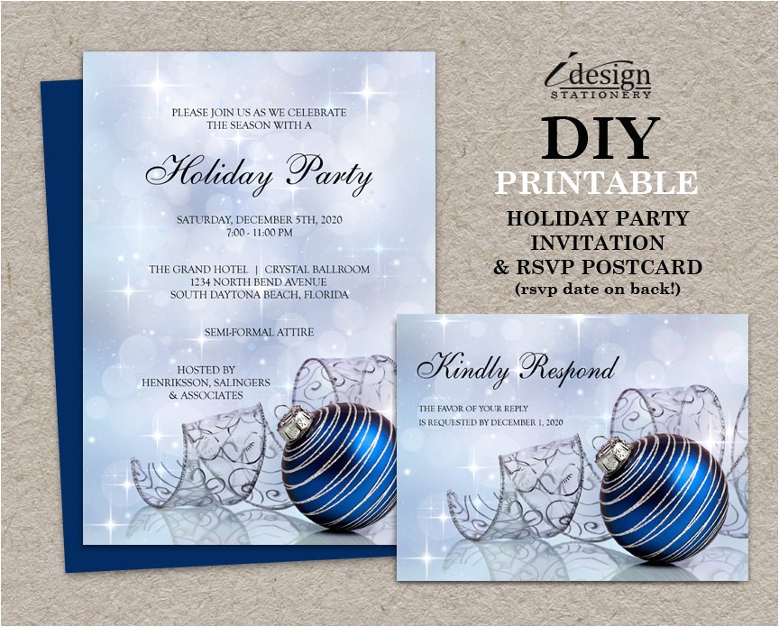 Rsvp Christmas Party Invitation Christmas Party Invitations with Rsvp Cards Diy Printable