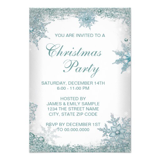 Rsvp Christmas Party Invitation Elegant Teal Blue Snowflake Christmas Party Rsvp