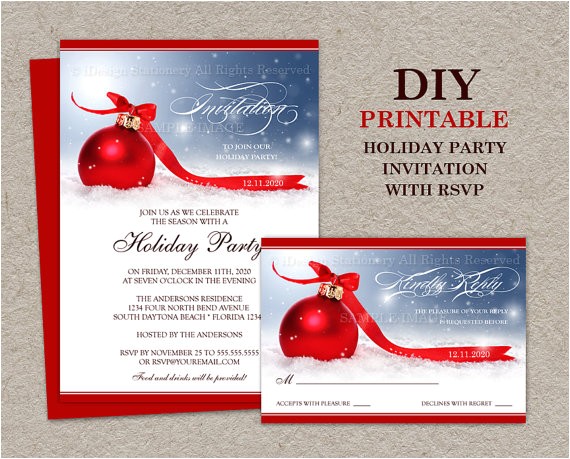 Rsvp Christmas Party Invitation Items Similar to Christmas Party Invitation with Rsvp Card