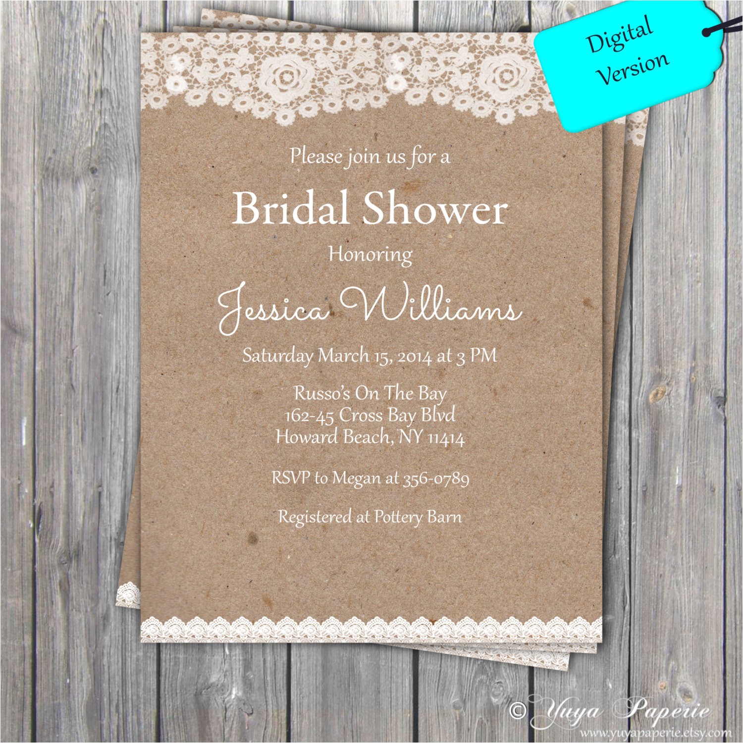Rustic Bridal Shower Invitations Etsy Lace Rustic Bridal Shower Invitation Adult Party Invitation