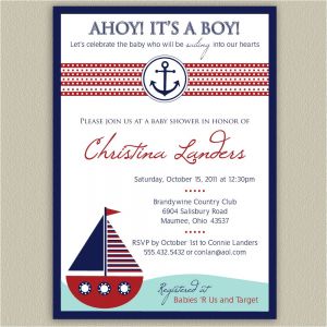 Sailboat Invitations for Baby Shower Ahoy It S A Boy Nautical Baby Shower Invitation by