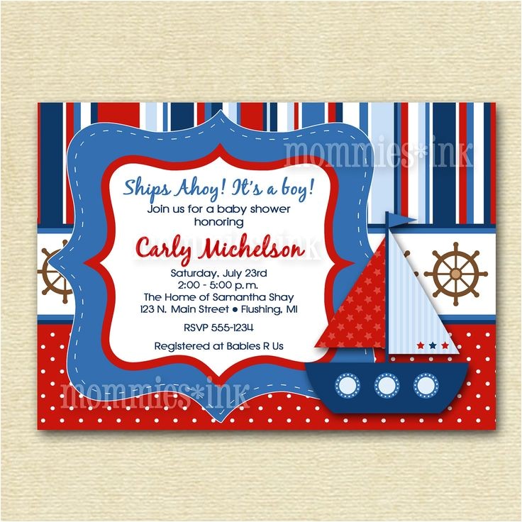 Sailboat Invitations for Baby Shower Mod Bright Sailboat Baby Shower Invitation Sailboat