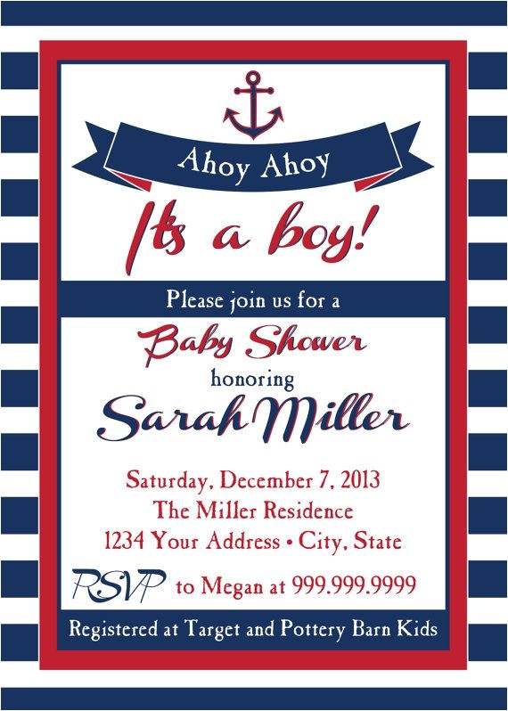 Sailboat Invitations for Baby Shower Nautical Baby Shower Invitation Ahoy Ahoy