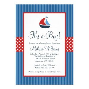 Sailboat Invitations for Baby Shower Nautical Sailboat Stripes Baby Shower Invitations