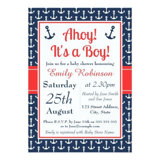 Sailor themed Baby Shower Invitations Nautical Baby Shower Invitations