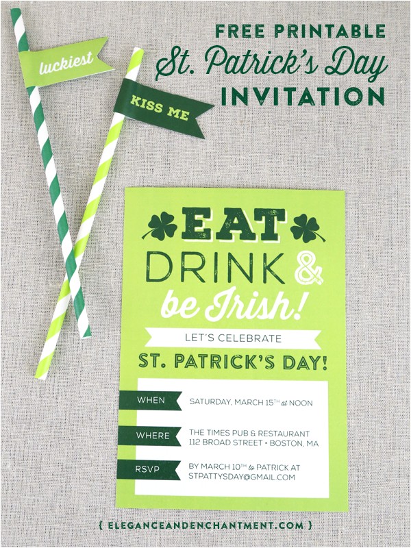 Saint Patrick S Day Party Invitations Printable St Patrick 39 S Day Invite