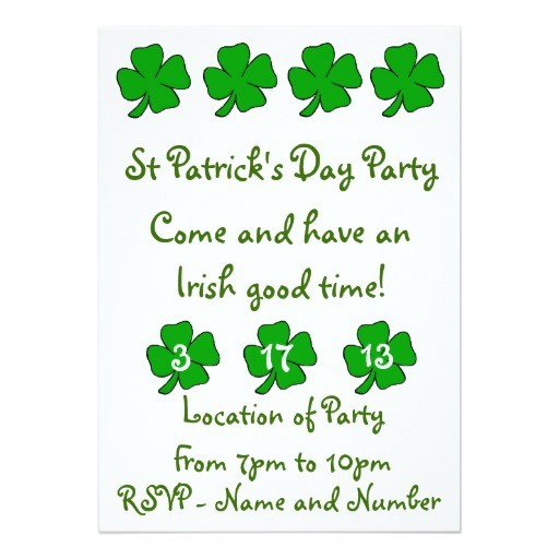 Saint Patrick S Day Party Invitations St Patrick 39 S Day Party Invitation Customizable Zazzle