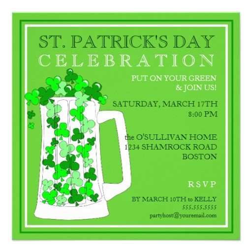 Saint Patrick S Day Party Invitations St Patricks Day Celebration Party Invitation 5 25 Quot Square