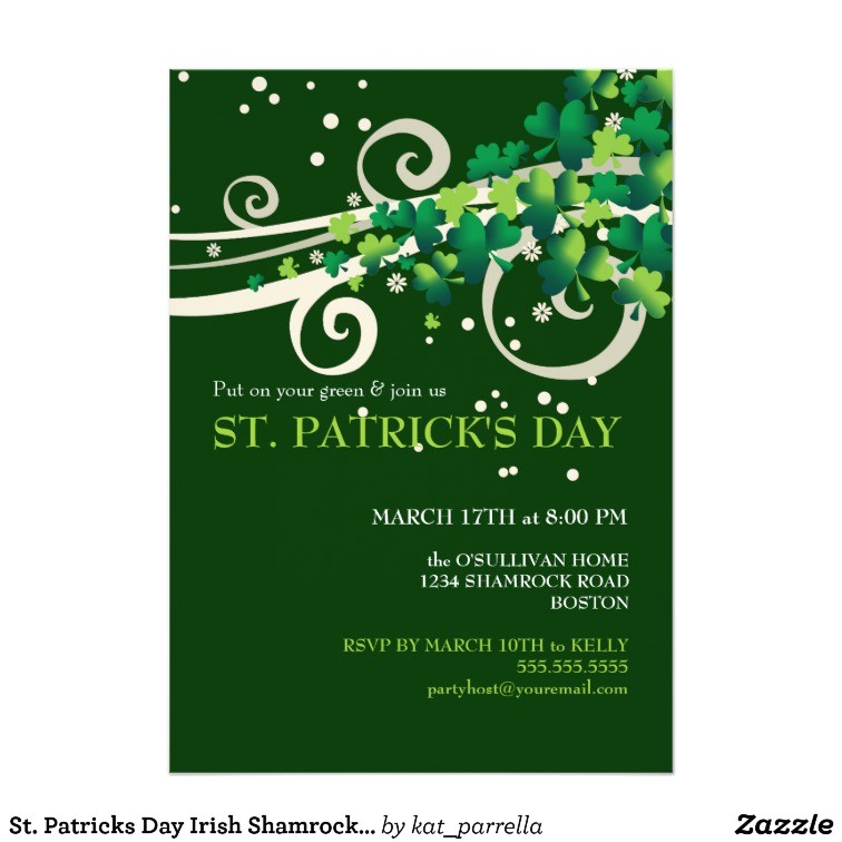 Saint Patrick S Day Party Invitations St Patricks Day Irish Shamrock Party Invitation Zazzle