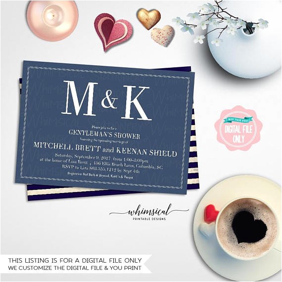 Same Sex Bridal Shower Invitations Gentleman S Shower Invitation "navy and White" Printable