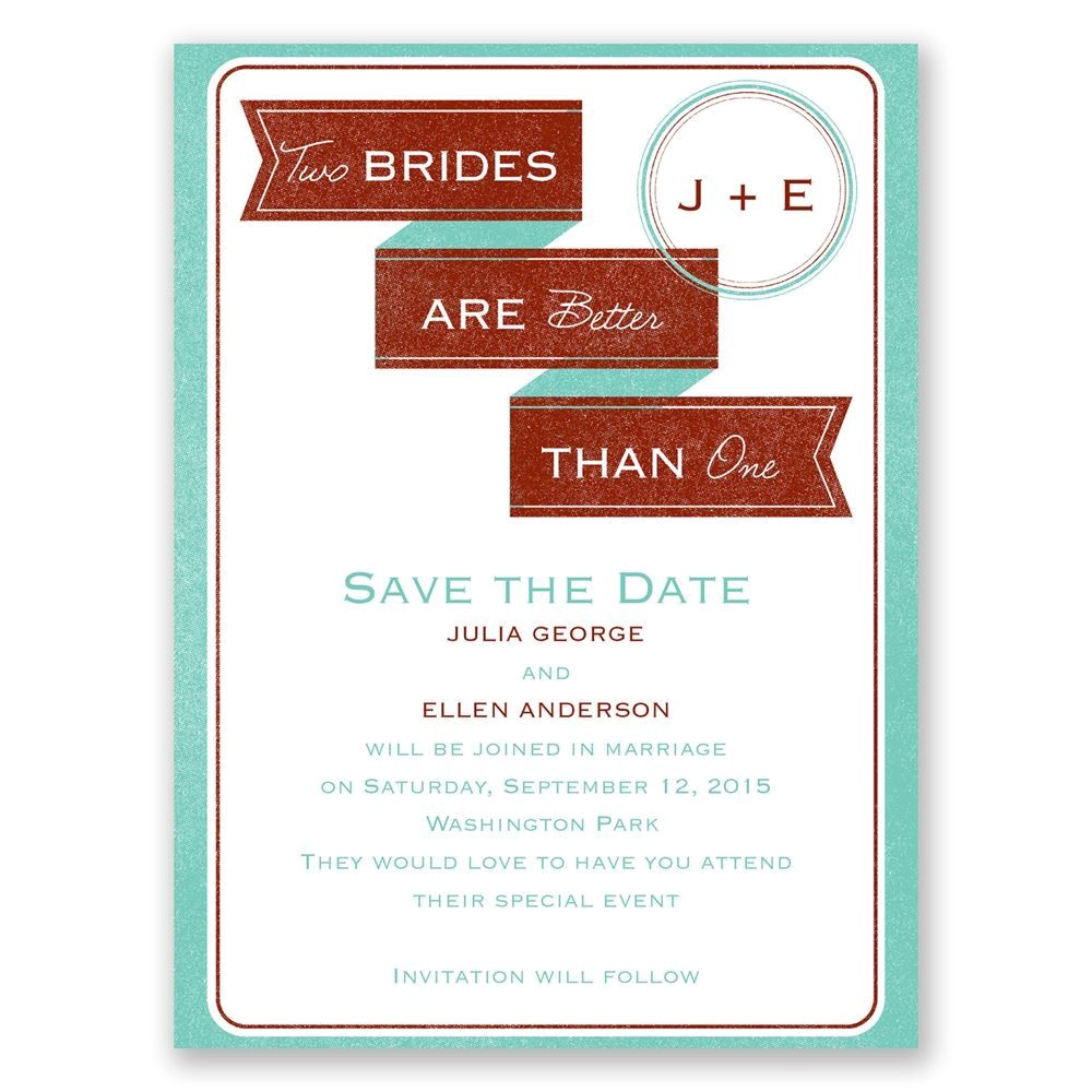 Same Sex Bridal Shower Invitations Two Brides Save the Date Card