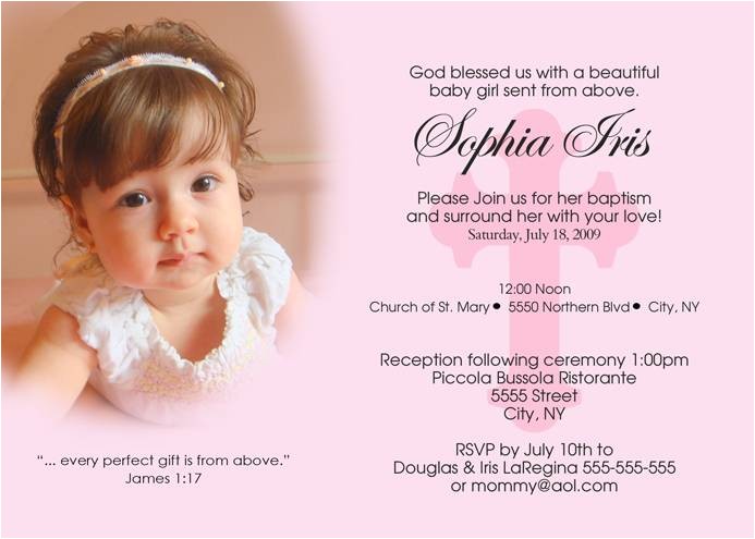Sample Baptismal Invitation for Baby Girl Baby Christening Invitation Free Template