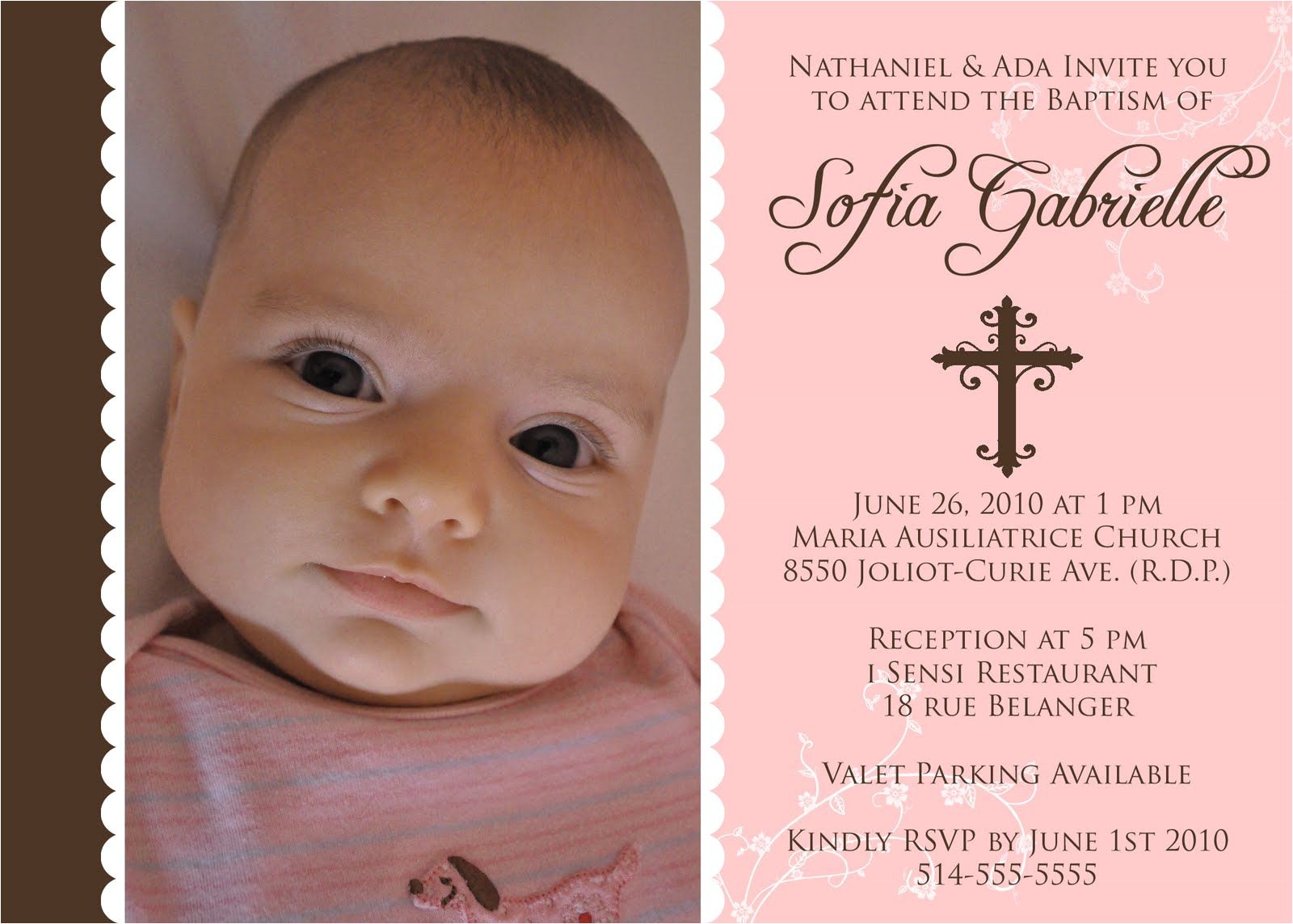 Sample Baptismal Invitation for Baby Girl Baptism Invitations for Girl Baptism Invitation Template