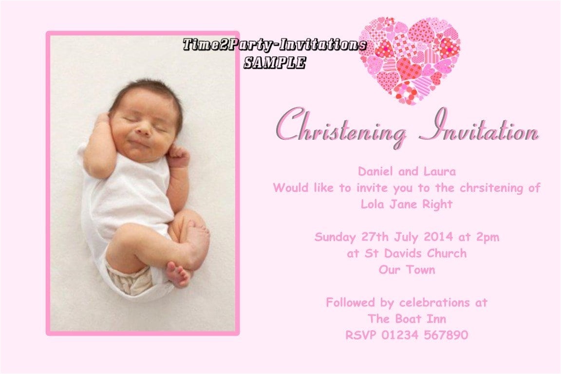 Sample Baptismal Invitation Layout Sample Invitation for Christening Cards