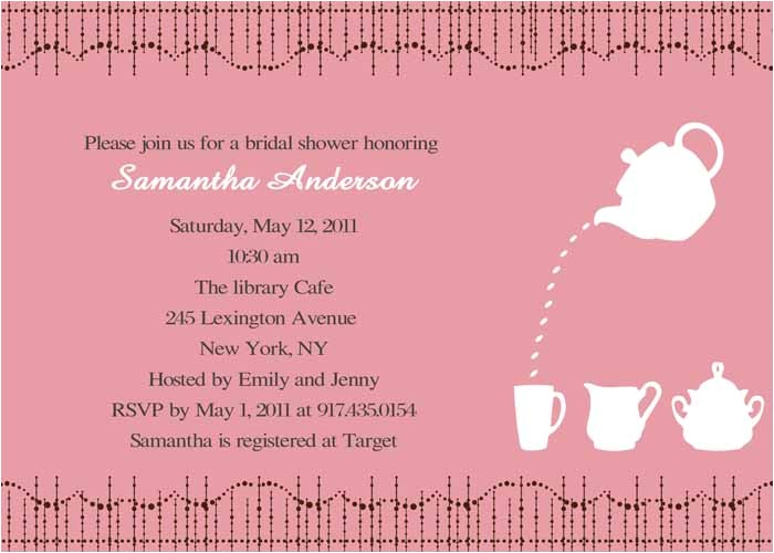 Sample Email Bridal Shower Invitations Cheap Print Pink Bridal Shower Tea Party Invitations