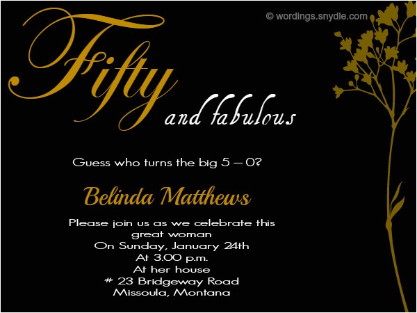 Sample Invitation for 50th Birthday Party 50th Birthday Invitation Wording Samples Wordings and