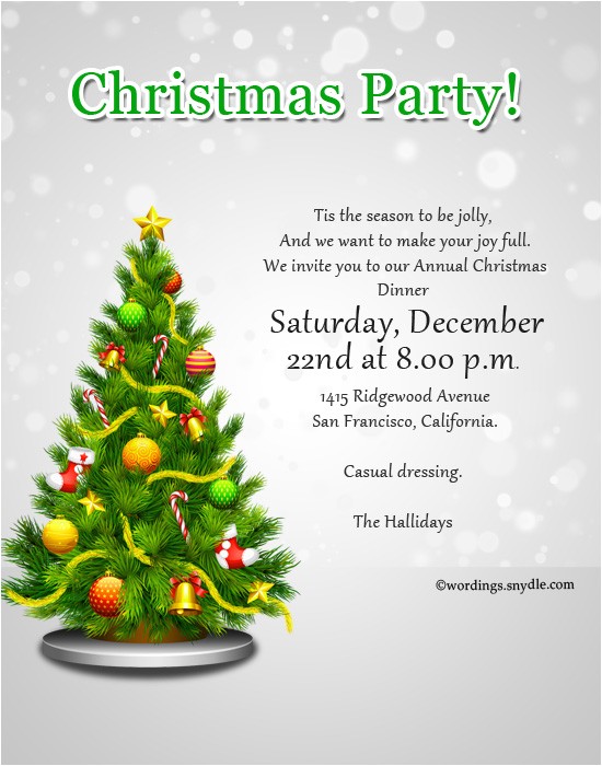 Sample Invitation for A Christmas Party Christmas Party Invitation Wordings Wordings and Messages