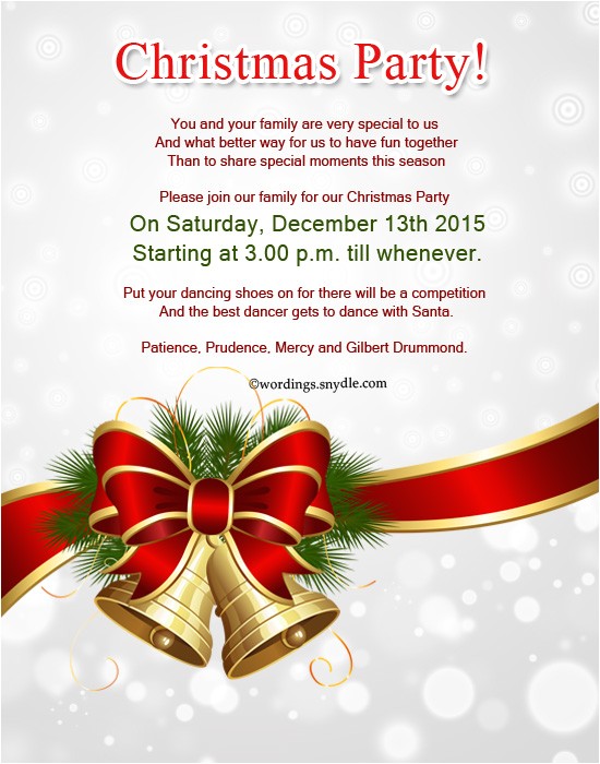Sample Invitation for A Christmas Party Christmas Party Invitation Wordings Wordings and Messages