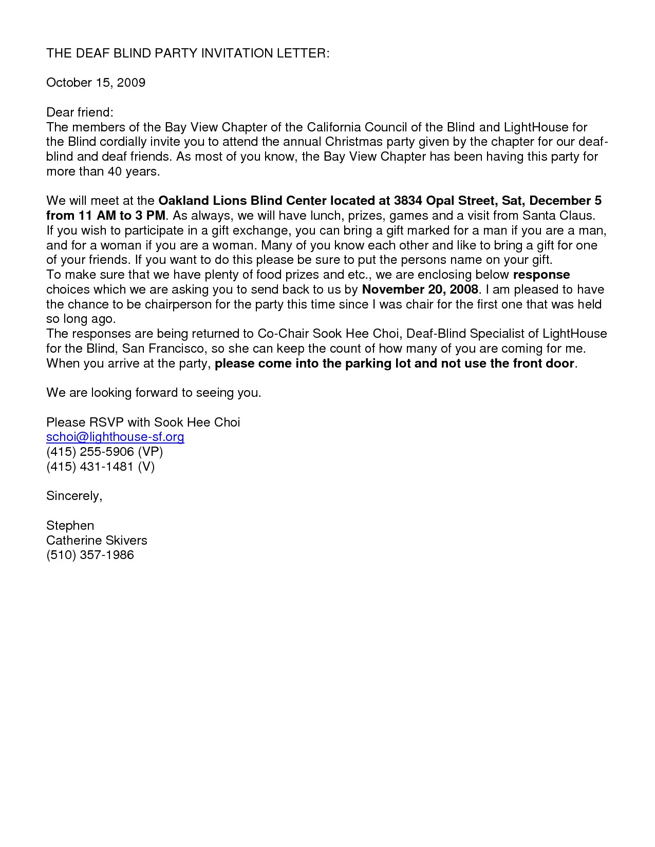 Sample Letter Of Invitation for A Christmas Party Party Invitation Letter