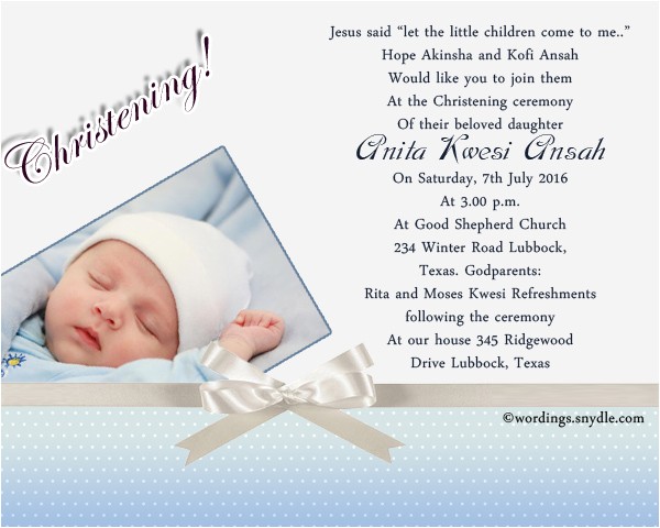 Sample Message for Baptism Invitation Baptism Invitation Wording – Gangcraft