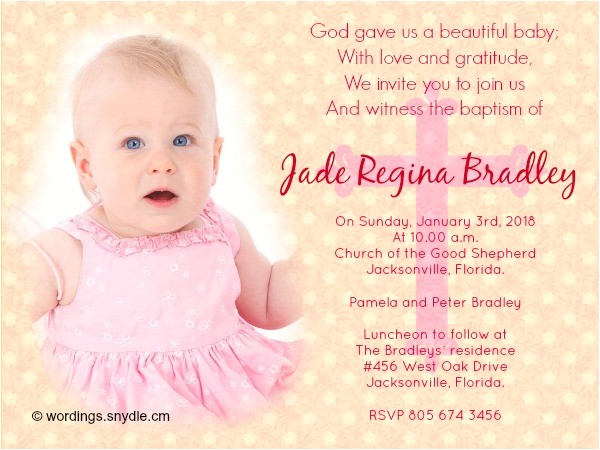 Sample Of Invitation Card for Baptism Baptism Invitations Wording – Gangcraft