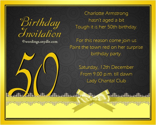 Sample Wording for 50th Birthday Party Invitation 50th Birthday Invitation Wording Samples Wordings and