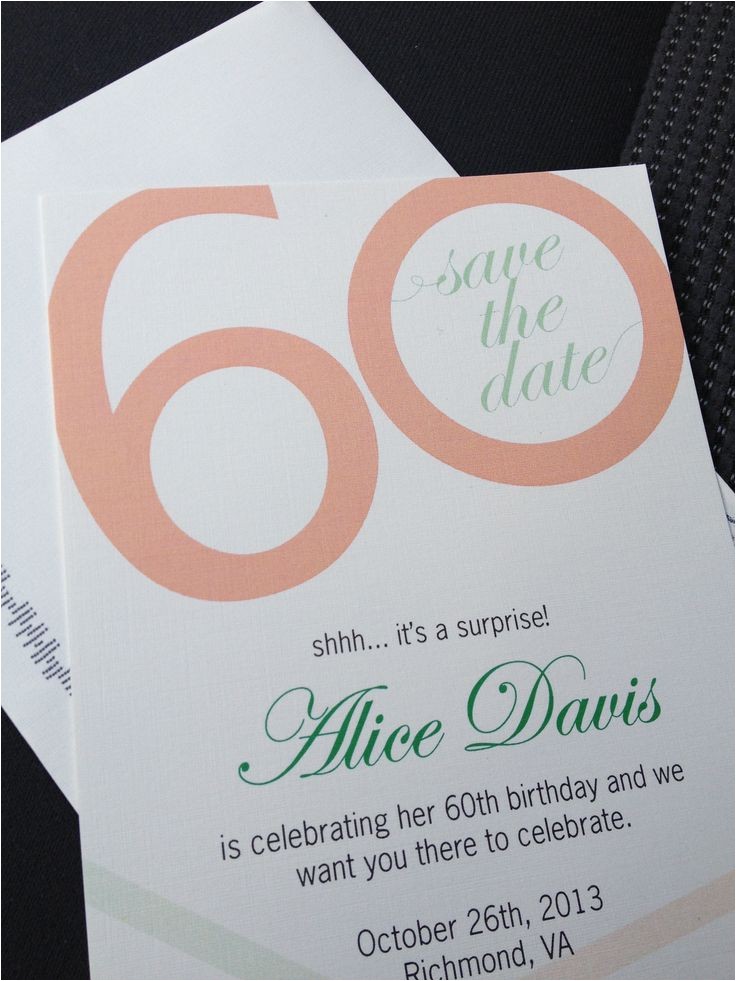 Save the Date Invitation Wording for Birthday Party Custom 60th Birthday Party Save the Date