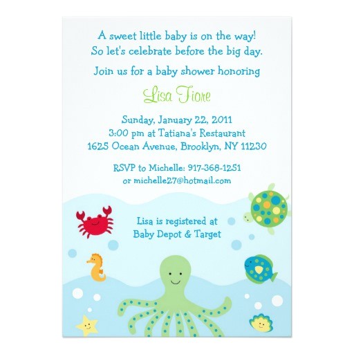 Sea Creature Baby Shower Invitations Calypso Sea Creature Ocean Baby Shower Invitations