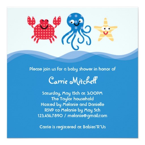 Sea Creature Baby Shower Invitations Sea Creatures Baby Shower Invitation 5 25&quot; Square