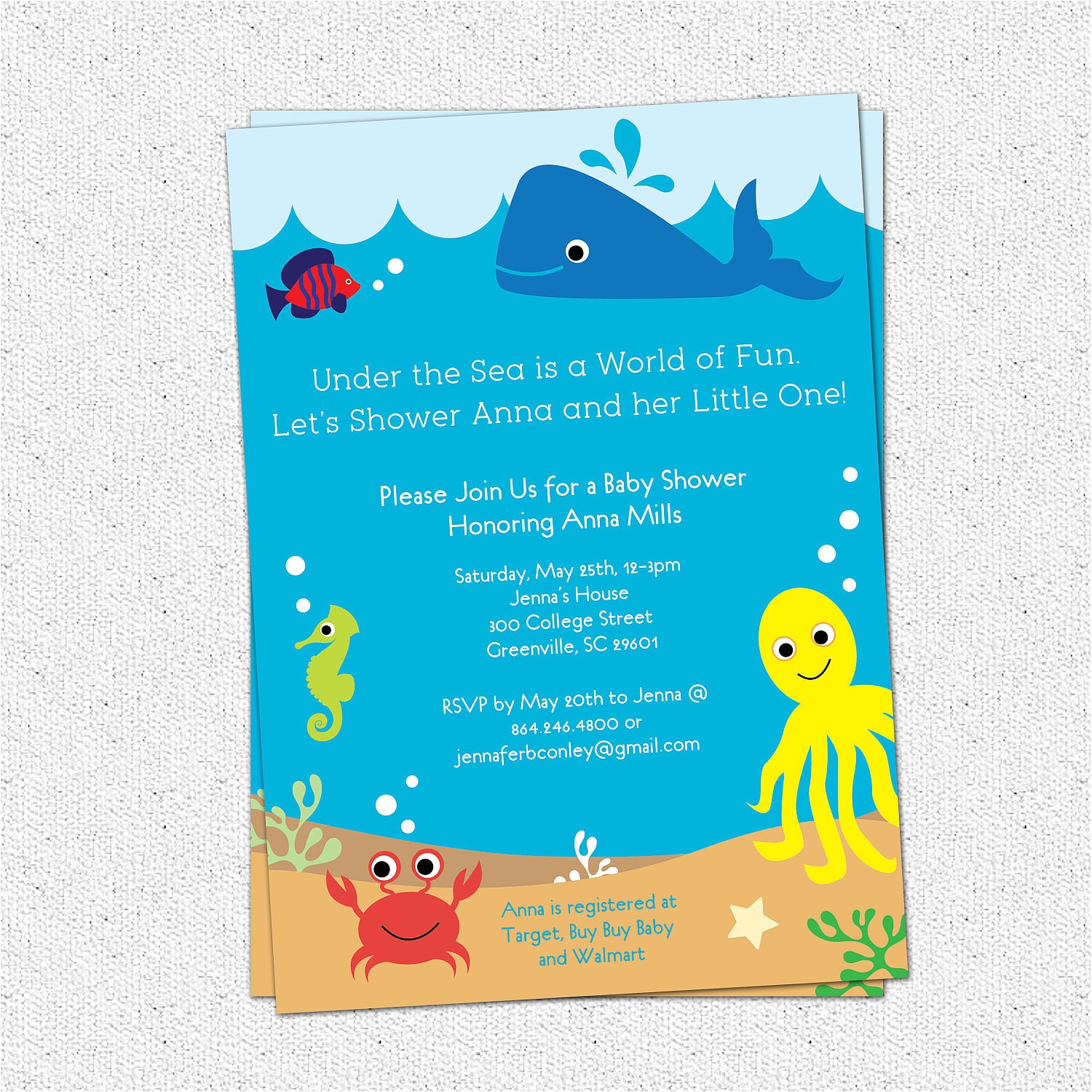 Sea Creature Baby Shower Invitations Under the Sea Baby Shower Invitation Creatures Boy Girl
