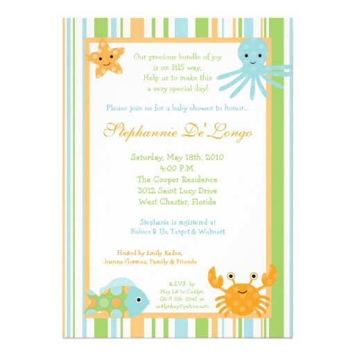 Sea Life Baby Shower Invitations 5×7 Ocean Sea Life Octopus Baby Shower Invitation Custom