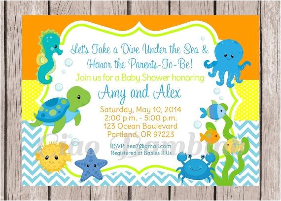 Sea themed Baby Shower Invitations Printable Personalized Under the Sea Invitations for Sea themed Baby Shower Invitations Printable Personalized Under the Sea Invitations for