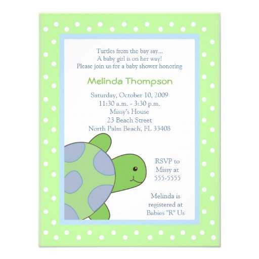 Sea Turtle Baby Shower Invitations Happy Sea Turtle Green Baby Shower Invitation 11 Cm X 14